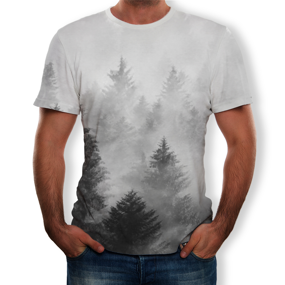 3D Summer Fashion New Smoggy Deep Forest Printing Men's Short-Sleeved T-shirt- Multi L 3D Summer Fashion New Smoggy Deep Forest Printing Men's Short-Sleeved T-shirt- Multi L
