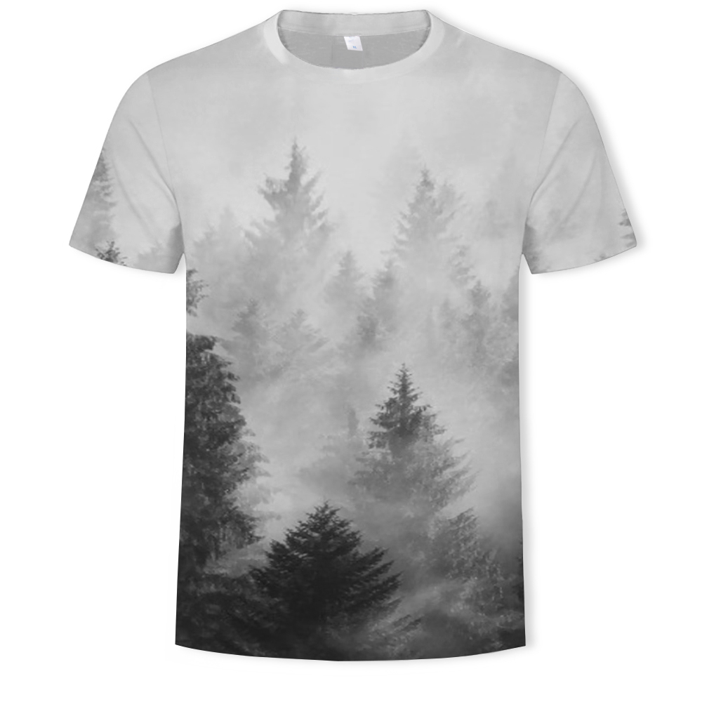 3D Summer Fashion New Smoggy Deep Forest Printing Men's Short-Sleeved T-shirt- Multi L 3D Summer Fashion New Smoggy Deep Forest Printing Men's Short-Sleeved T-shirt- Multi L