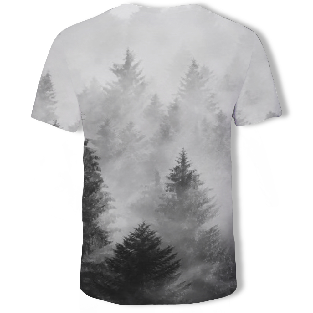 3D Summer Fashion New Smoggy Deep Forest Printing Men's Short-Sleeved T-shirt- Multi L 3D Summer Fashion New Smoggy Deep Forest Printing Men's Short-Sleeved T-shirt- Multi L