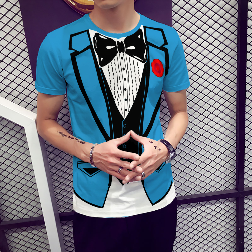3D Summer Fashion Two-Piece Men's Short-Sleeved T-shirt- Multi-A M 3D Summer Fashion Two-Piece Men's Short-Sleeved T-shirt- Multi-A M