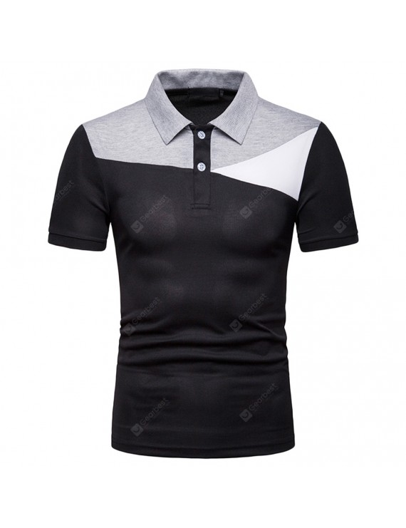 T-Shirts & Tanks - Men Shirt Business Color Blocking Short Sleeve Male T-shirt