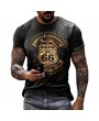 T-Shirts & Tanks - Summer New Mens T Shirts Oversized Loose Clothes Vintage Short Sleeve Fashion America Route 66 Letters Printed O Collared Tshirt