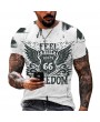 T-Shirts & Tanks - Summer New Mens T Shirts Oversized Loose Clothes Vintage Short Sleeve Fashion America Route 66 Letters Printed O Collared Tshirt