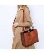 Women's Handbags - Women Three-piece Set Vintage Faux Leather Handbag Shoulder Bag Wallet