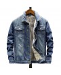 Denim Jackets - Autumn and Winter Large Size Loose Casual Men's Denim Jacket Washed Lapel Jacket