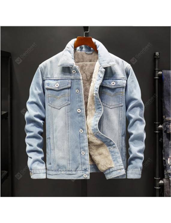 Denim Jackets - Autumn and Winter Large Size Loose Casual Men's Denim Jacket Washed Lapel Jacket