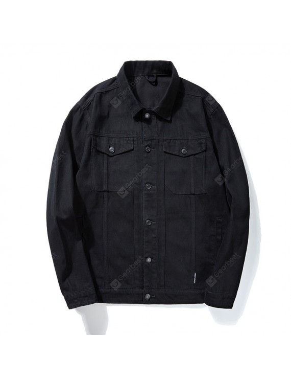 Denim Jackets - Large Size Classic Washed Men Denim Jacket Wide Prednisone Plus Fertilizer Male Casual Simple Coat
