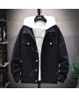 Denim Jackets - Men Denim Jacket Loose Jeans Casual Hole for Autumn Winter