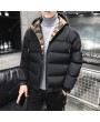 Bomber Jackets - Men's Cotton Hooded Thick Warm Winter Padded Collar Korean Slim Trend Of Cotton-padded Jacket Casual Jacket