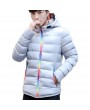 Bomber Jackets - Men's Padded Winter Coat Collar Colorful Zipper Hooded Jacket Korean Slim Casual Jacket Tide