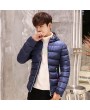 Bomber Jackets - Men's Padded Winter Coat Collar Colorful Zipper Hooded Jacket Korean Slim Casual Jacket Tide