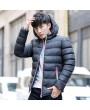 Bomber Jackets - Men's Padded Winter Coat Collar Colorful Zipper Hooded Jacket Korean Slim Casual Jacket Tide